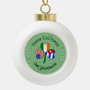 Cubaanse Ierse vlaggen Shamrock Jouw naam Keramische Bal Ornament