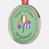 Cubaanse Ierse vlaggen Shamrock Jouw naam Metalen Ornament (Links)