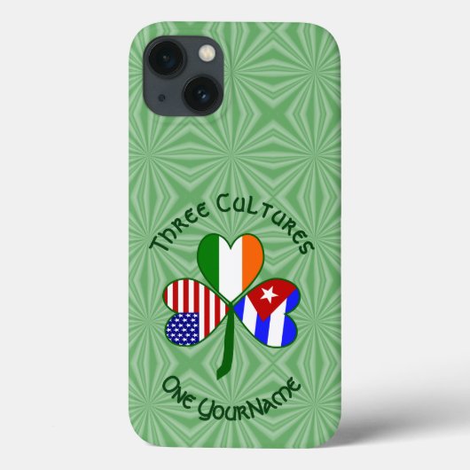 Cubaanse Ierse VS Vlaggen Shamrock gepersonaliseer Case-Mate iPhone Case (Achterkant)