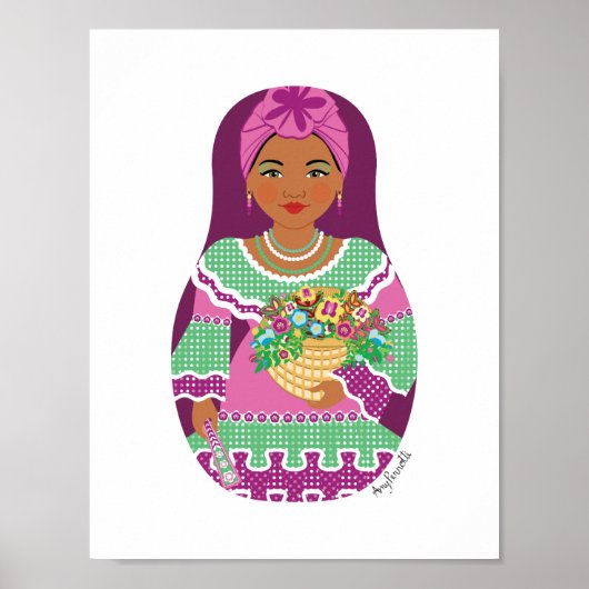 Cubaanse Paarse Matroesjka Poster (Voorkant)