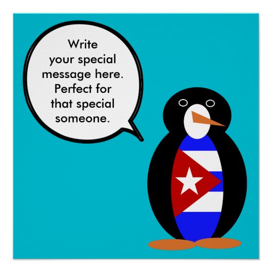 Cubaanse pratende mevrouw Penguin gepersonaliseerd Perfect Poster (Voorkant)