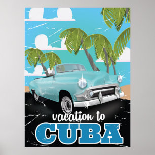 Cubaanse reisposter voor oldtimers poster