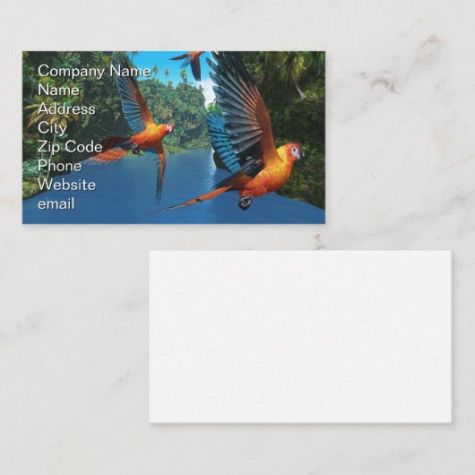 Cubaanse rode ara visitekaartje (Voorkant / Achterkant)