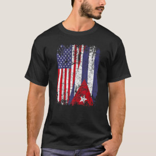 Cubaanse roots Half Amerikaanse vlag Cuba vlag T-shirt