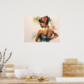 Cubaanse salsadanser in een zijden jurk poster (Keuken)