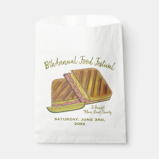 Cubaanse Sandwich Ham Pork Swiss Cheese Food Festi Bedankzakje (Voorkant)