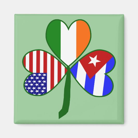 Cubaanse Shamrock groene achtergrond Magneet (Voorkant)