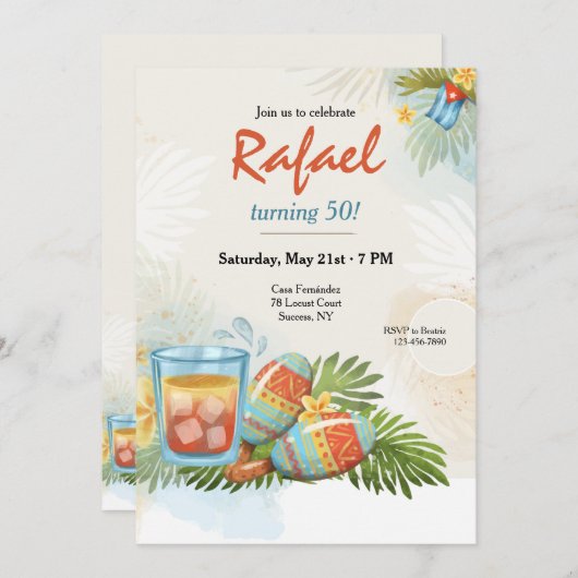 Cubaanse viering kaart (Voorkant / Achterkant)