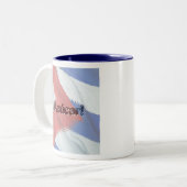 Cubaanse vlag - Azucar! Personaliseer het! Tweekleurige Koffiemok (Voorkant links)
