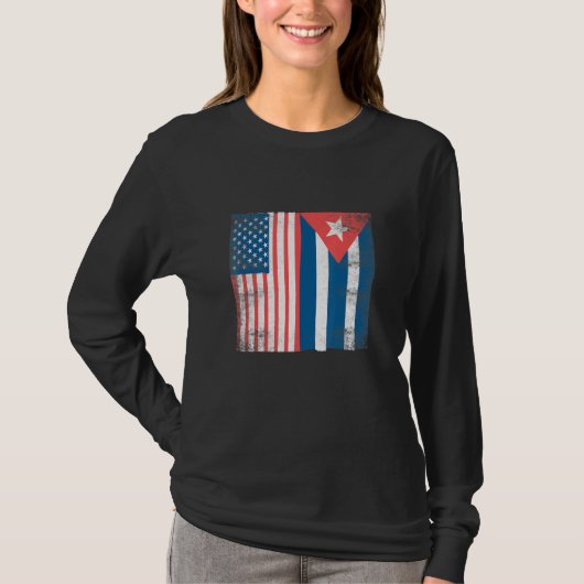 Cubaanse vlag Cuba Amerikaanse Pride Roots Mannen T-shirt (Voorkant)