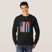 Cubaanse vlag Cuba Amerikaanse Pride Roots Mannen T-shirt (Voorkant volledig)