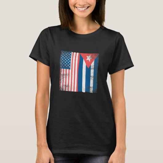 Cubaanse vlag Cuba Amerikaanse Pride Roots Mannen T-shirt (Voorkant)