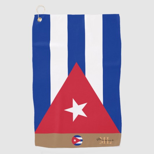 Cubaanse vlag & Cuba monogrammen Golfhanddoek (Voorkant)