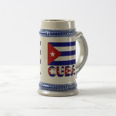Cubaanse vlag en donkere blauwe strepen bierpul (Voorkant rechts)