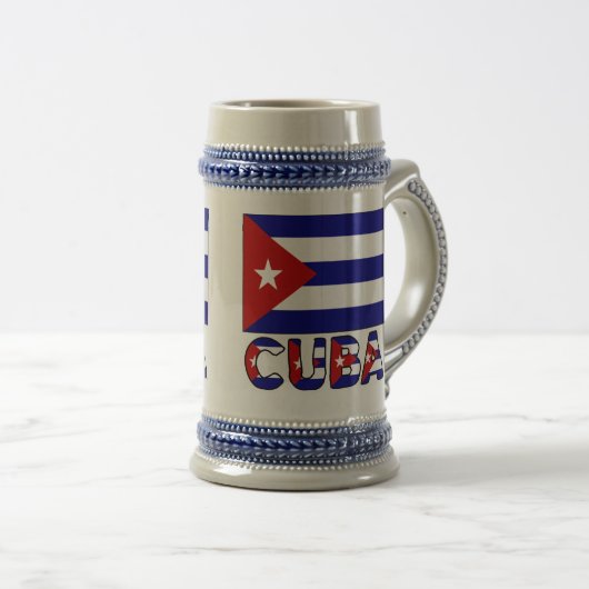 Cubaanse vlag en donkere blauwe strepen bierpul (Voorkant rechts)