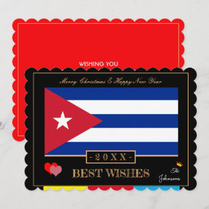Cubaanse vlag & Happy New Year/Best Wishes Card Cu Feestdagenkaart