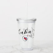 Cubaanse vlag - Heart Script, Cubaanse vlag Acryl Drinkbeker (Voorkant)
