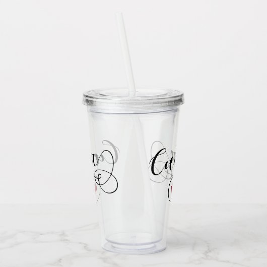 Cubaanse vlag - Heart Script, Cubaanse vlag Acryl Drinkbeker (Links)