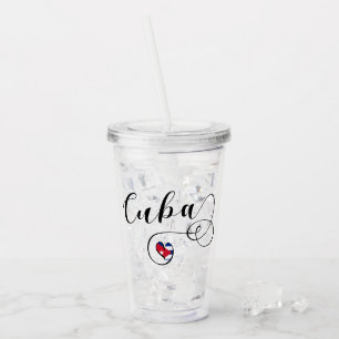 Cubaanse vlag - Heart Script, Cubaanse vlag Acryl Drinkbeker