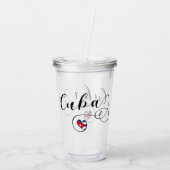 Cubaanse vlag - Heart Script, Cubaanse vlag Acryl Drinkbeker (Achterkant)