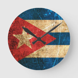 Cubaanse vlag met krassen Ronde Klok