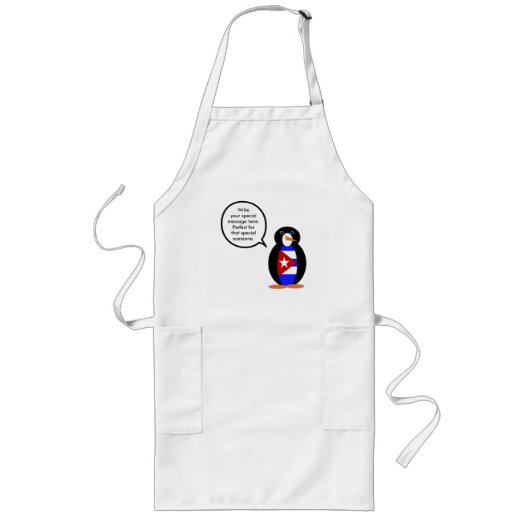 Cubaanse vlag met mevrouw Penguin Lang Schort (Voorkant)