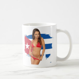 Cubaanse vlag met pin-up bikini girl design koffiemok