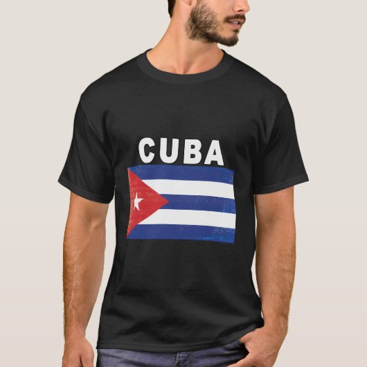 Cubaanse vlag noodlijdend Afbeelding ontwerp T-shirt (Voorkant)