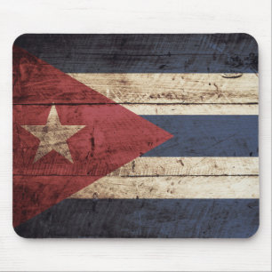 Cubaanse vlag op oude houtnerf muismat