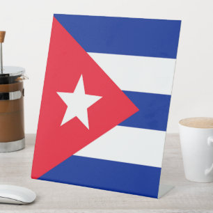 Cubaanse vlag reclamebord met voetstuk