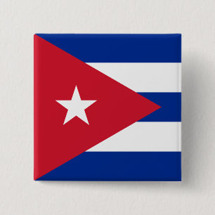 Cubaanse vlag vierkante button 5,1 cm