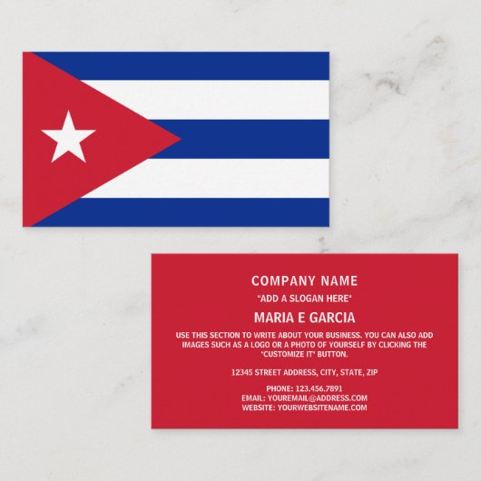 Cubaanse vlag, vlag van Cuba Visitekaartje (Voorkant / Achterkant)