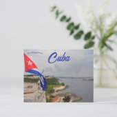 Cubaanse vlag wappert in een fort op Cuba Briefkaart (Staand voorkant)