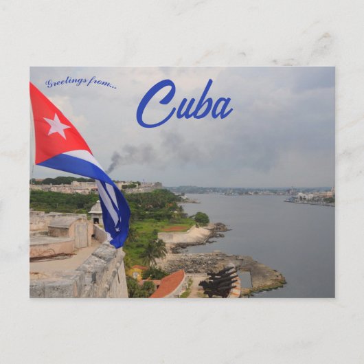 Cubaanse vlag wappert in een fort op Cuba Briefkaart (Voorkant)