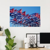 Cubaanse vlaggen zwaaien poster (Thuiskantoor)
