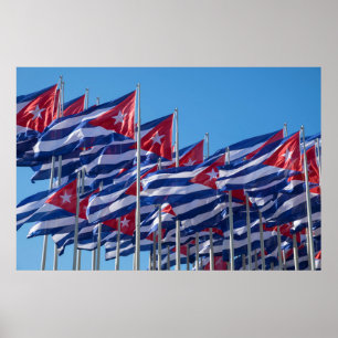 Cubaanse vlaggen zwaaien poster