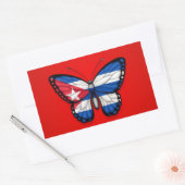 Cubaanse vlinder vlag op rood rechthoekige sticker (Envelop)