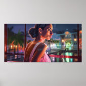 Cubaanse vrouw kijkt uit raam Miami schilder Poster (Voorkant)