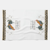 Cubalaya Rooster Black & Tan Check Swirl Kitchen Theedoek (Horizontaal)