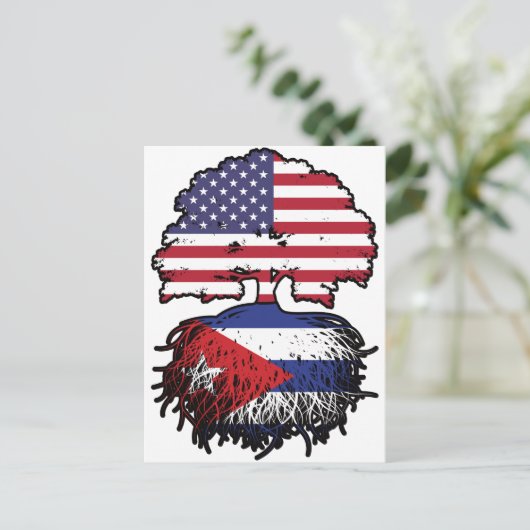 Cuban American USA Tree Roots Flag Briefkaart (Staand voorkant)