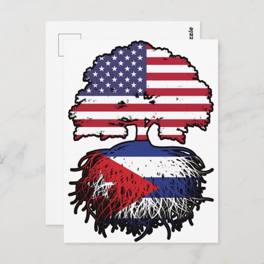 Cuban American USA Tree Roots Flag Briefkaart (Voorkant / Achterkant)