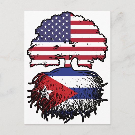 Cuban American USA Tree Roots Flag Briefkaart (Voorkant)