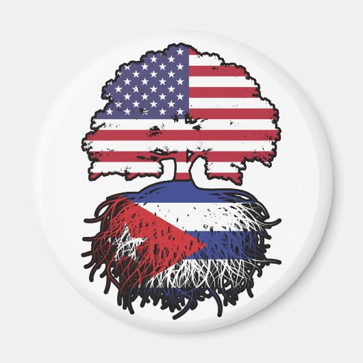 Cuban American USA Tree Roots Flag Magneet (Voorkant)
