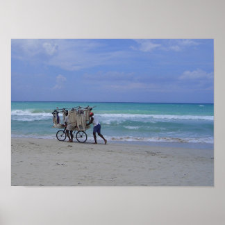 Cuban Beach Scene Poster