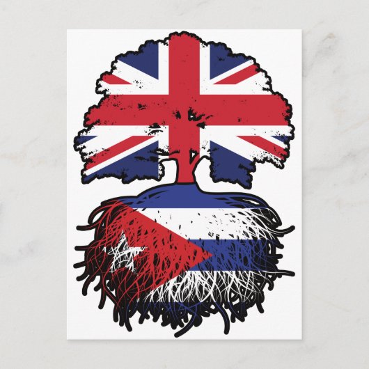 Cuban British UK Tree Roots Flag Briefkaart (Voorkant)