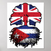 Cuban British UK Tree Roots Flag Poster (Voorkant)