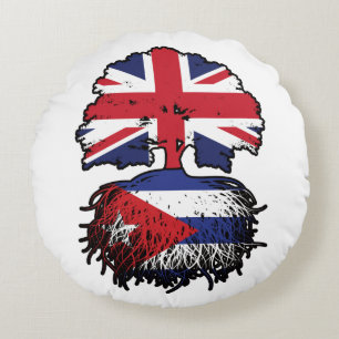 Cuban British UK Tree Roots Flag Rond Kussen