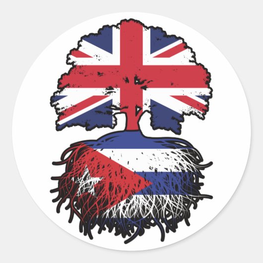 Cuban British UK Tree Roots Flag Ronde Sticker (Voorkant)