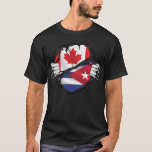 Cuban Canadian Hands Ripped Roots Flag T-shirt