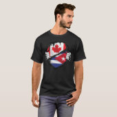 Cuban Canadian Hands Ripped Roots Flag T-shirt (Voorkant volledig)